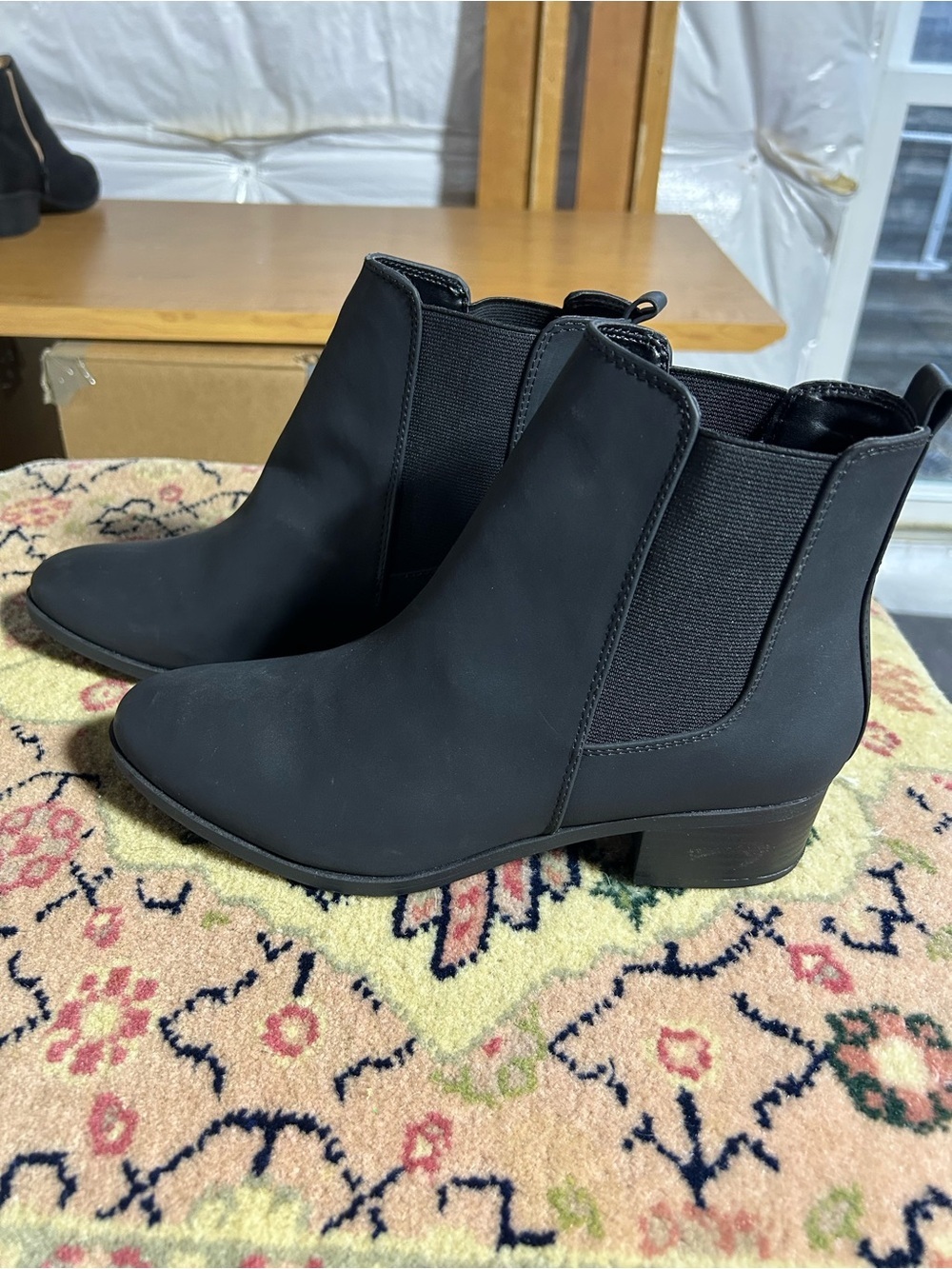 Qupid Black Matte Chelsea Ankle Booties
